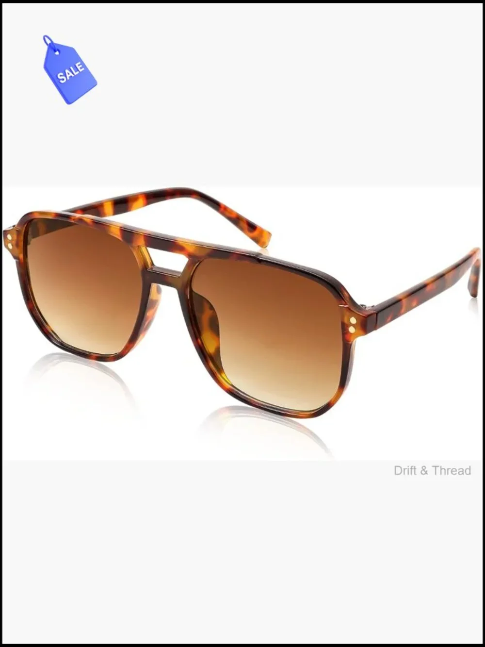Retro Square Aviator Sunglasses 70s Vintage Plastic Frame UV400